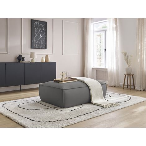 BOBOCHIC - Pouf BOHEME cuir végan Gris foncé (1/5)