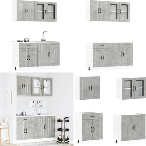 vidaXL 4-tlg. Küchenschrank-Set Kalmar Betongrau Holzwerkstoff (1/5)