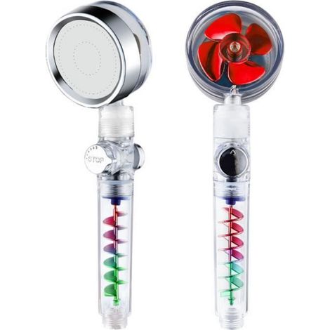 Pommeau de douche universel, Douchette de bain à haute pression, Double douchette turbo Avec turbine à hélice - ROUGE (1/4)
