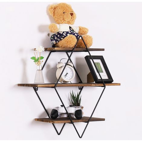UNHO Baldas Flotantes Diamante Estanteria Pared de Estilo Industrial 50 x 50 x 19cm (1/5)