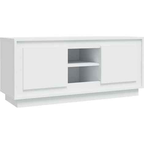 Mobile TV multimediale scaffale per televisione televisore buffet sala da pranzo soggiorno camera da letto 102 x 35 x 45 cm derivati del legno bianco 020025568