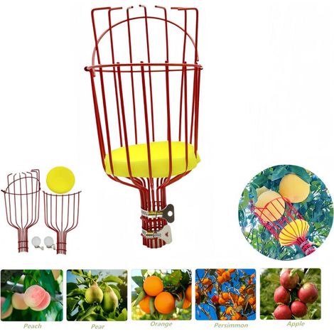 Cueilleur de fruits, tête de ramassage, bâton métal pour arbres fruitiers, outils de jardin, sans perche télescopique (rouge)
