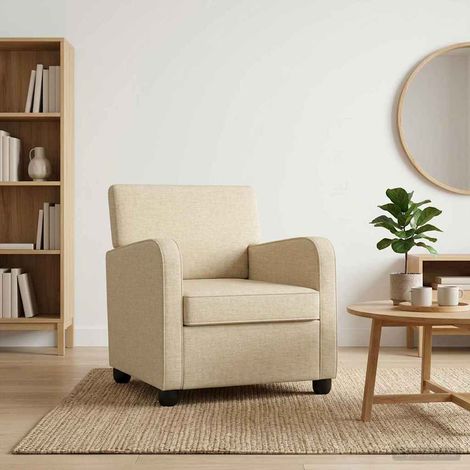 vidaXL Fauteuil Crème Tissu (1/5)