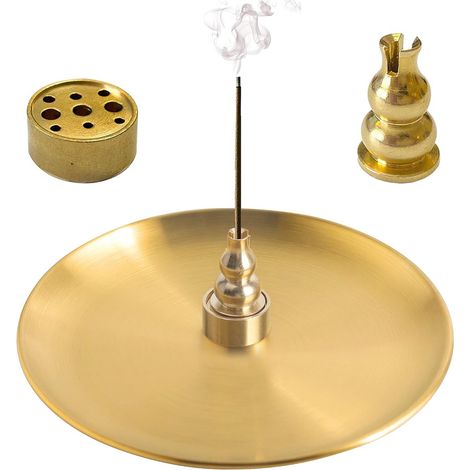 Support À Encens - En Laiton - Forme De Citrouille Et 9 Trous - Pour Bâtonnets Cônes Et Cônes - Lot De 3 Pièces (1/5)