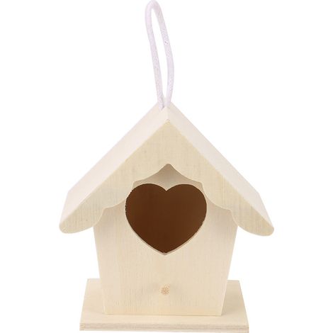 Nichoir suspendu en bois en forme de cœur, idéal pour la décoration de jardin extérieur (1/5)