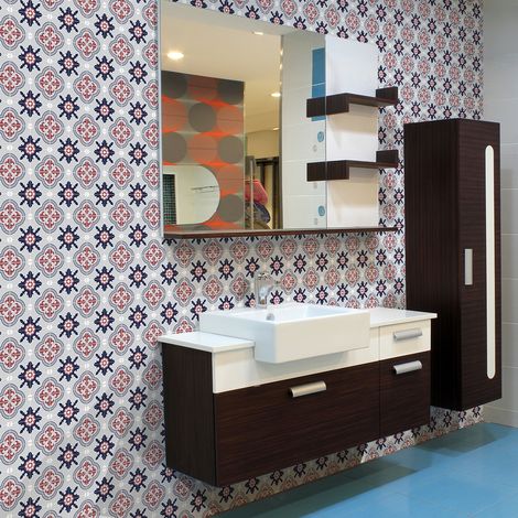 Sticker Mural Carrelage adhésif Cuisine Salle de Bain - 60 STICKERS CARREAUX DE CIMENT AZULEJOS DELFINA - 60stickers20x20cm (1/5)