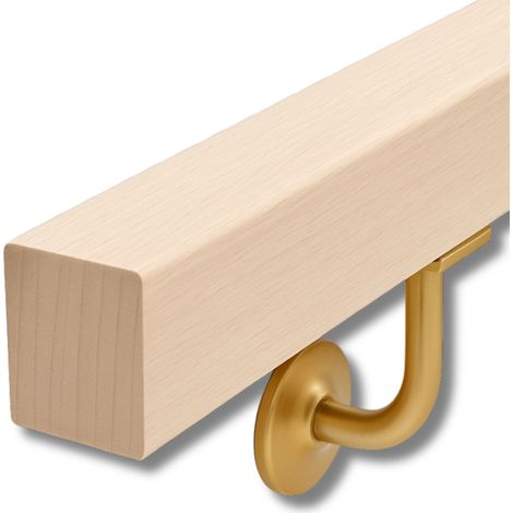 Handlauf Aus Massivem Buchenholz Mit 2 Kostenlosen Wandhaltern, Treppenhandlauf, 5,5 x 4,3 x 140 cm