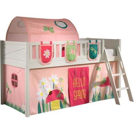 Lit Enfant Tente, Tunnel & 3 Pochettes "Scott Spring" 90x200cm Blanc (1/5)