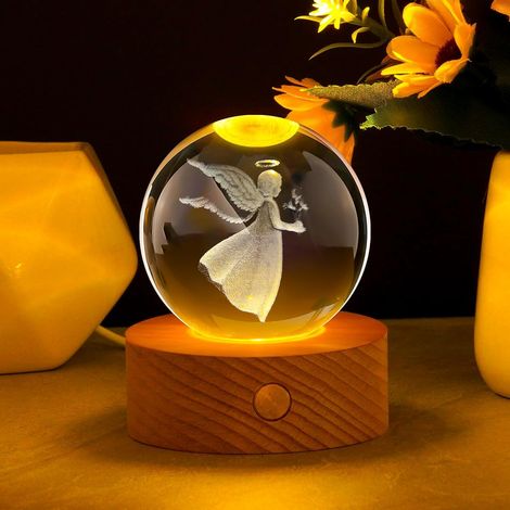 3D-Kristallkugel-Nachtlicht, Leuchtkugel, Glaskugel-Nachtlampe mit Holzsockel – Das perfekte Geschenk für Frauen, Mütter, Kinder, zum Muttertag, Kindertag, Geburtstag und Jahrestag. (1/5)