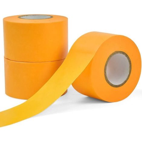 Ruban de Masquage Peinture 50mm50m - 3 PCS - Orange - Résistant à l'Humidité - Sans Résidu de Collé - Pour Peinture, Aquarelle, Carrosserie (1/5)