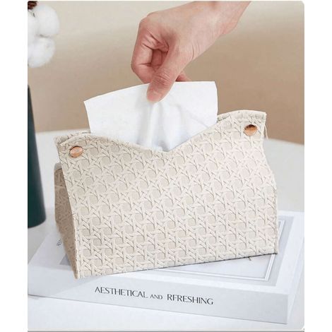 1pc Ensemble de porte-serviettes de visage : motif tissé uni et embossé, en tissu composite épais, support de mouchoirs à poser sur bureau, idéal pour bureau, salle à manger, bar, salon, chambre, dura (1/5)