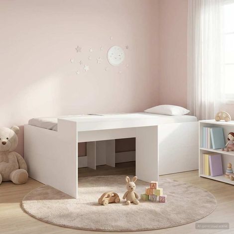 Cama alta para niños con escritorio Madera de ingeniería