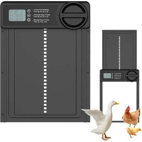 Porte de Poulailler Automatique en Aluminium Noir - Système Anti-Pincement (1/3)
