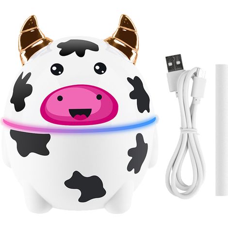 Humidificateur de bureau vache 230ml, brume fine apaisante pour animaux, lumière douce pour chambre ou bureau, hydratation silencieuse décorative (1/5)