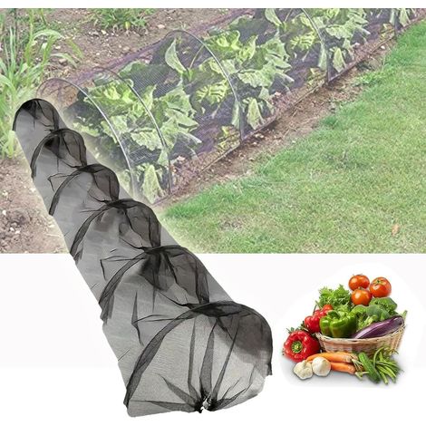 Tunnel de Plantation en Maille Noire agricole,Filet Anti Oiseaux et Insectes pour Potager, pour Culture de Salades Tomates Légumes,300 x 45 x 45 cm (1/5)