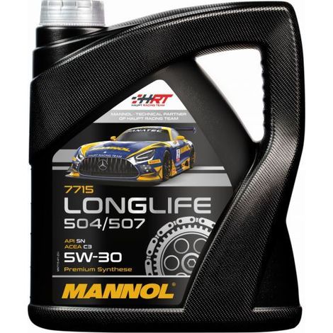 ACEITE DE MOTOR MANNOL 5W30 DE LARGA DURACIÓN 504/507 O.E.M. PARA VW, AU 4 LITROS (7715) (SINTÉTICO) (1/2)
