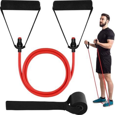 Widerstandsbänder mit Griffen – Trainingsbänder aus Naturlatex für Muskelaufbau und Rehabilitation – 1 Stück (1/5)