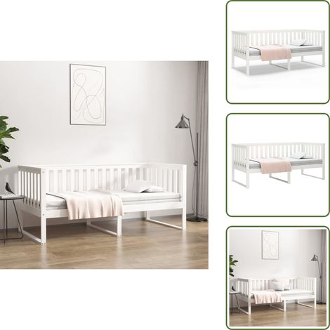 Divano in legno - vidaXL Dormeuse senza Materasso Bianco 100x200 cm Legno Massello Pino - Letto multifunzionale