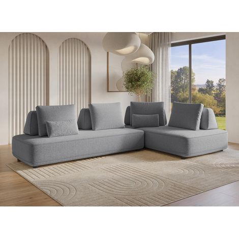 Canape dangle reversible en tissu bouclette gris isaora (1/5)