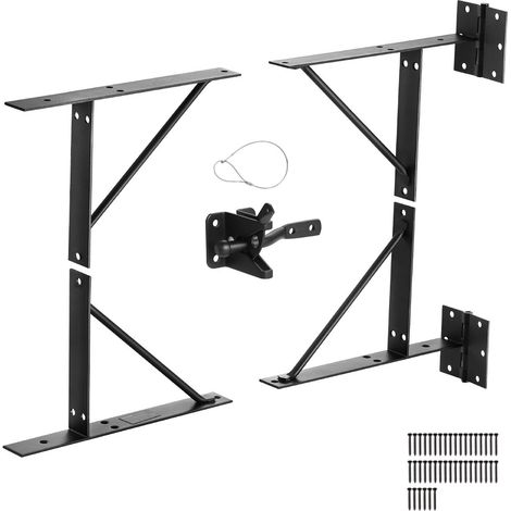 Support d'angle de portail anti-affaissement en fer, kit quincaillerie de cadre porte, avec loquet de verrouillage, corde de verrouillage à loquet, pour porte de hangar, portails de corral, noir (1/5)