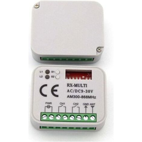 Récepteur Universel 433.92 MHz Multicode avec 3 Télécommandes, Portée 150m, Alimentation 9-30V AC/DC, Compatible Portail Garage (1/4)