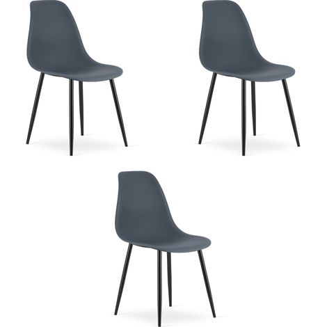 Chaise WAT ardoise foncée / pieds noirs x 3 (1/5)
