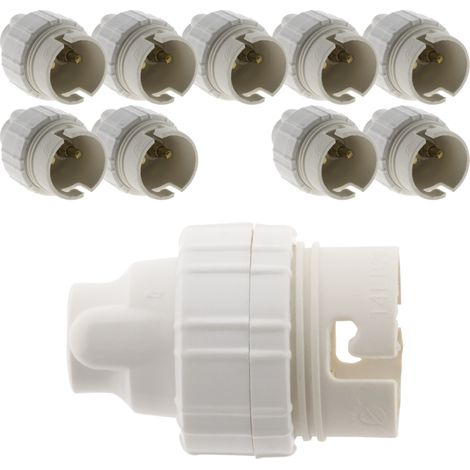 Lot de 10 douilles B22 Nylon simple bague Blanc