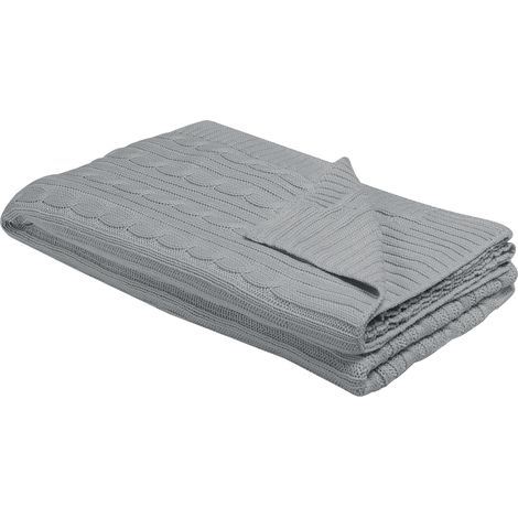 Manta de algodón gris claro 110 x 180 cm para cama sofá sillón estilo boho Anamur