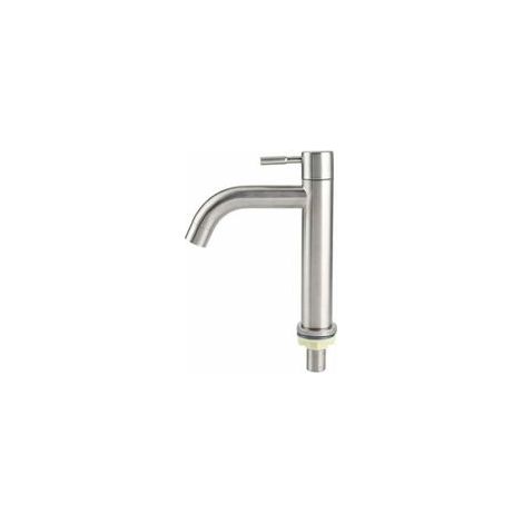 Robinet simple de lavabo en acier inoxydable 304 – Finition brossée – Technologie d'étanchéité en céramique – Grand bassin monotrou (1/5)