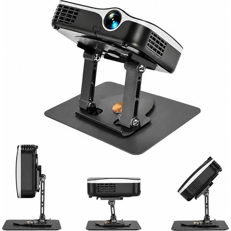 Support de Videoprojecteur Projecteur, Support de Projecteur Rotatif à 360° Support Videoprojecteur Surface de la Table Support Pliable pour Projecteur avec Interface à Vis 1/4" Noir (1/5)