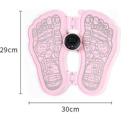 Tapis de massage réflexologie plantaire forme pied EMS, stimulateur circulation sanguine, rechargeable, rose, version anglaise, portable pour maison bureau (1/5)