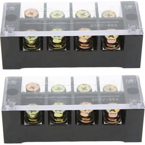 Bornier, Double Rangées 600V 60a Bornier De Barrière De Fil Grand Courant De Câblage Facile Bornier De Circuit De Terre pour Conducteur De 0,5 à 10 Mm(4 Position) (1/5)