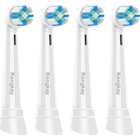 Lot de 4 têtes de rechange compatibles avec brosse à dents électrique Oralb iO série 2-10, poils doux Premium DuPont, nettoyage profond et délicat, blanc (1/5)
