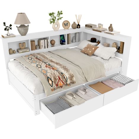 Daybett 140x200 cm Sofa dzienna z szufladami gniazdem USB