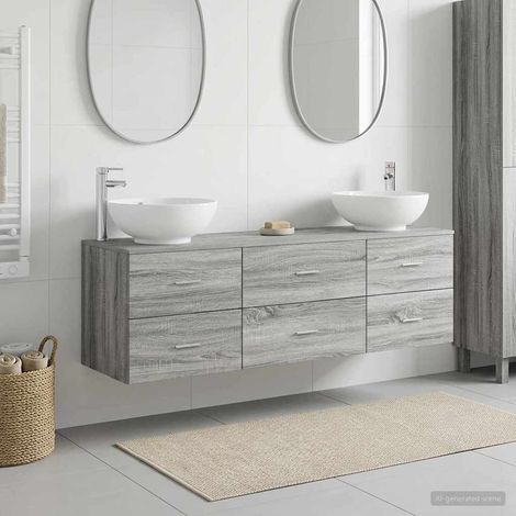 vidaXL Bathroom Furniture Set 3 pcs Grey Sonoma 161 x 44.5 x 80 cm (1/5)