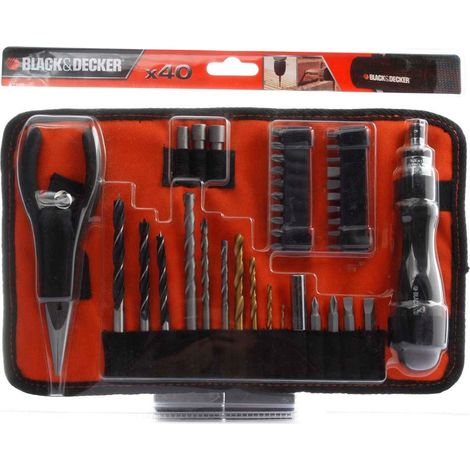 A7210 -- SET PUNTE E INSERTI 40 PZ BLACK&DECKER FORATURA AVVITATURA CACCIAVITE CRICCHETTO