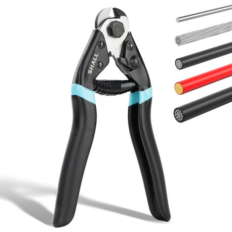 Pince Coupe-Câbles Professionnelle 190mm à Poignée à Rappel Automatique avec Verrou Sécurité Coupe Jusqu'à 5mm pour Vélos et Acier (1/5)
