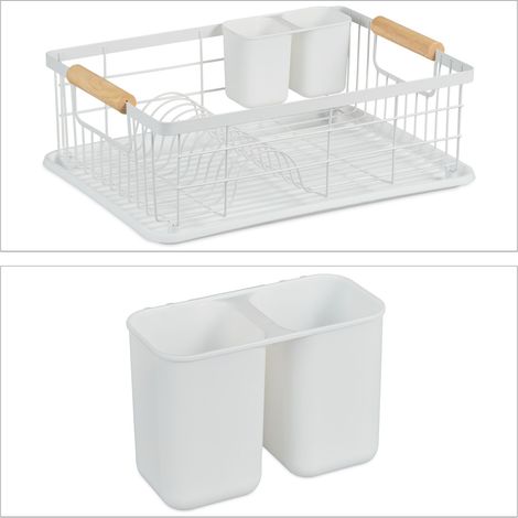 Scolapiatti con vaschetta raccogligocce asciugatura pratica 15,5 x 42 x 31 cm in plastica grigia 130010534