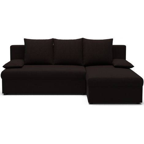Canapé d'angle Marron foncé 3 places convertible avec rangement 206x90x146cm GINA (1/5)