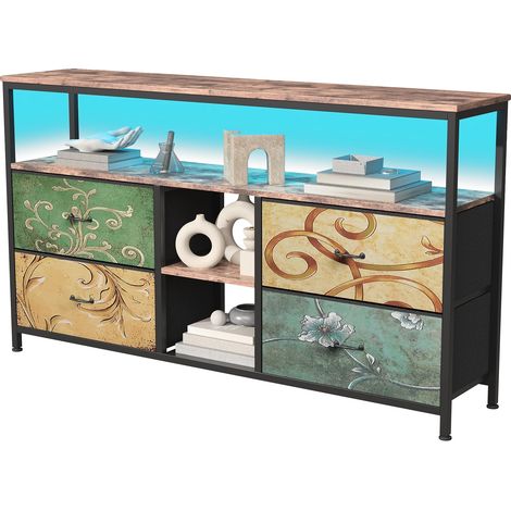 Meuble TV, Design Vintage, Rangement Multifonction, 108cm-Armoire TV (1/2)