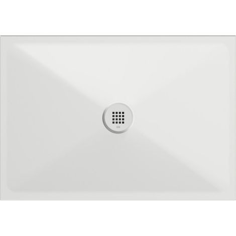 Receveur de douche rectangulaire en céramique 100x70x2cm, blanc mat (1/2)