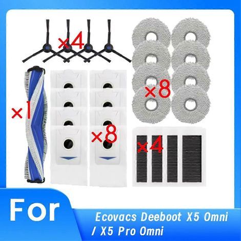 25 pour Ecovacs Deeboot X5 Omni/X5 Pro Omni balayeuse brosse latérale filtre chiffon sac poussière de nettoyeur (1/5)