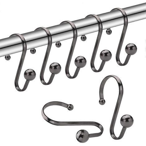 Anneaux de rideau de douche, crochets métalliques résistants à la rouille pour tringle de douche - Lot de 12, bronze
