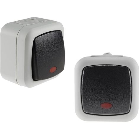 ChiliTec 2er Set Feuchtraum Kontrollschalter mit Licht IP44 Aufputz Kontroll Schalter (1/5)