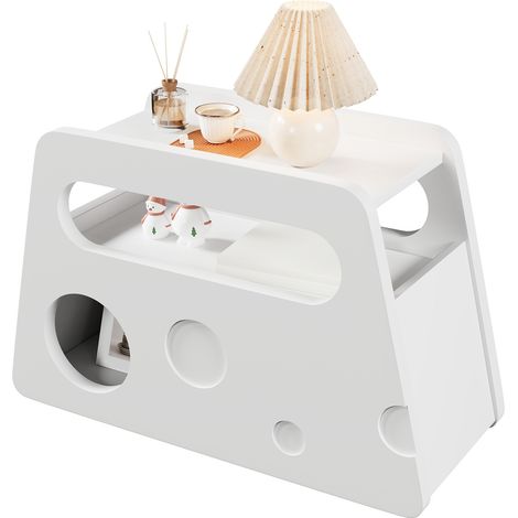 Buffet Bas Table d'Appoint Mobile Bout de Canapé sur Roulettes Blanc 81 x 33 x 51,5 cm -PANGIVO (1/5)