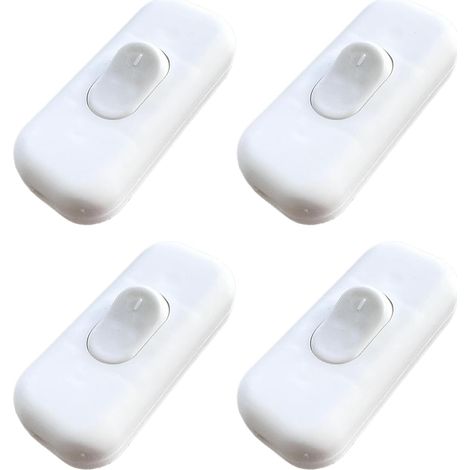 4 Pcs Inline Rocker Switch 1A 250V White Lamp Cord Switch with Screw Terminals for Desk Lamps, Bedside Lamps and Small Appliances (1/5)
