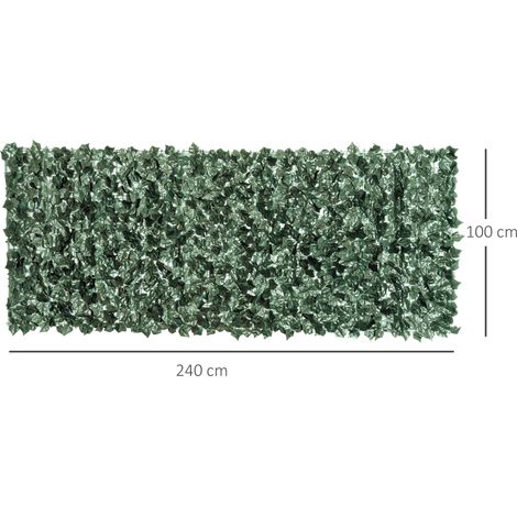 Künstliche Hecke, Sichtschutzrolle 2,4 x 1 m, künstlicher Efeu-Sichtschutzzaun für Balkon und Terrasse