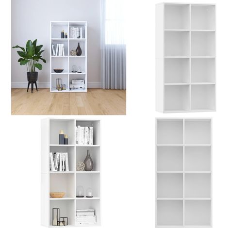 Bibliothèque/Buffet Blanc 66x30x130 cm Bois d'ingénierie - Bibliothèque Blanche - Bibliothèque Moderne - Bibliothèque Rangement - Étagère Murale - Buffet Blanc - Home & Living (1/5)