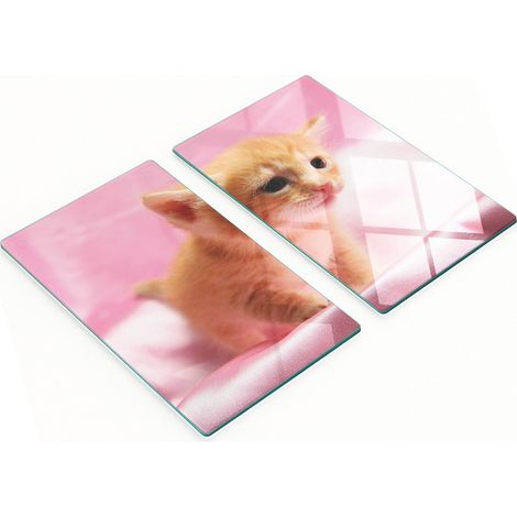 Juego de tablas de cocina de vidrio templado con estampado de gatitos, 2 x 30 x 52 cm.