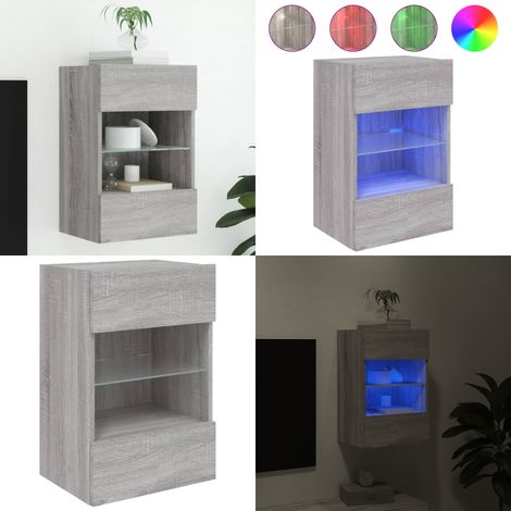 Meuble TV mural avec lumières LED sonoma gris 40x30x60,5 cm - Meuble Tv Mural - Armoire Tv - Éclairage Led Rgb - Rangement Mural - Design Moderne - Home & Living (1/5)